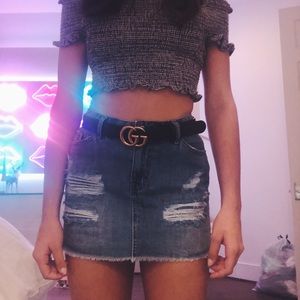 denim mini skirt
